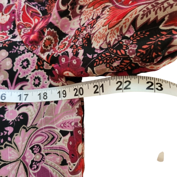 🤩c.b. collections Paisley Button Up 3/4 Sleeve Blouse w/Attached Tank Size SP - Picture 4 of 6